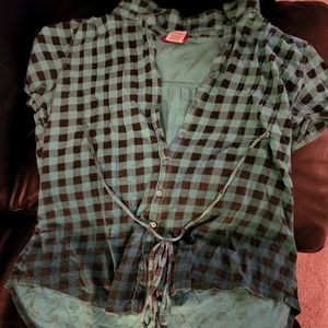 Union Bay Plaid Button and Tie T-shirt